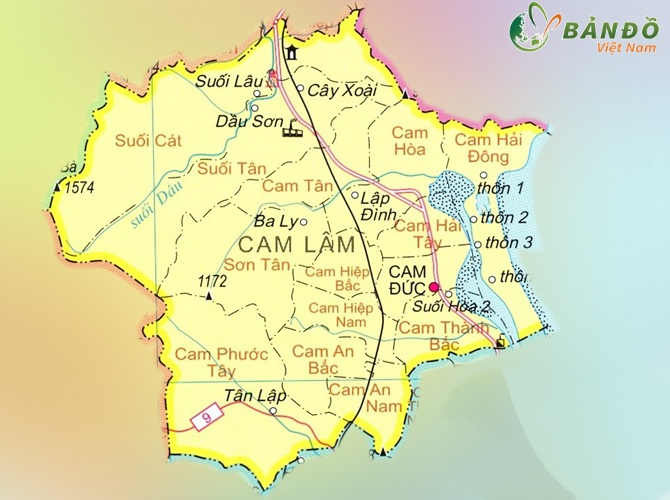Bản đồ hành chính các xã tại Huyện Cam Lâm    