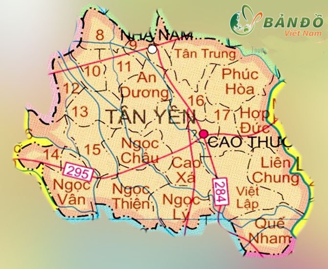 Bản đồ hành chính huyện Tân Yên mới nhất