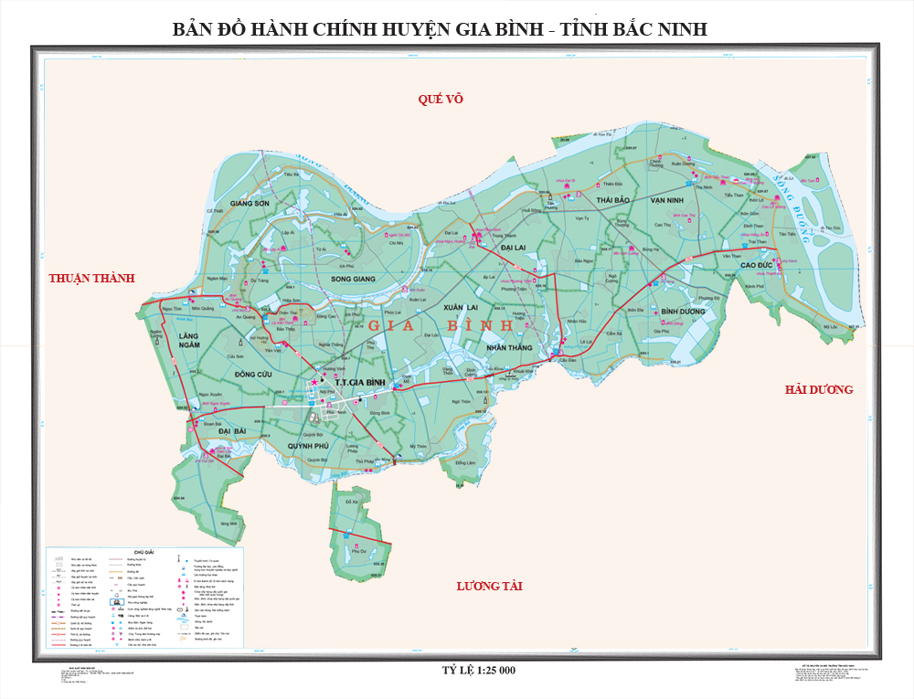 Bản đồ hành chính huyện Gia Bình mới nhất