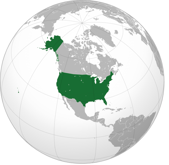Vị trí nước Mỹ ở trên bản đồ thế giới