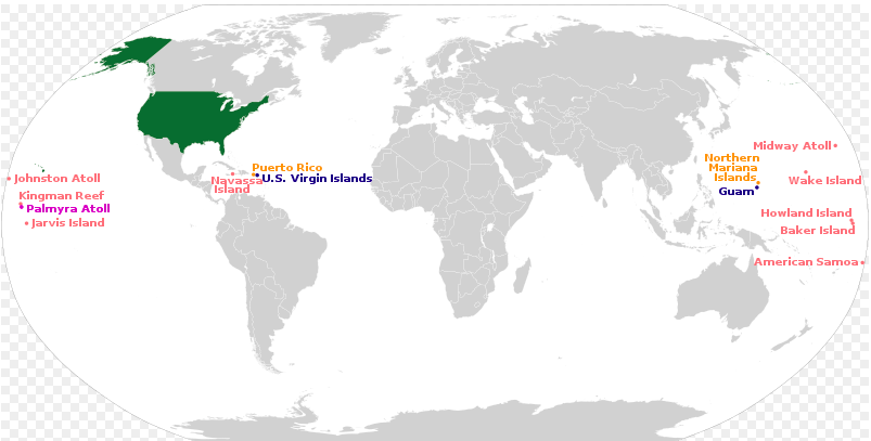 Bản đồ vị trí nước Mỹ ở trên Bản đồ thế giới