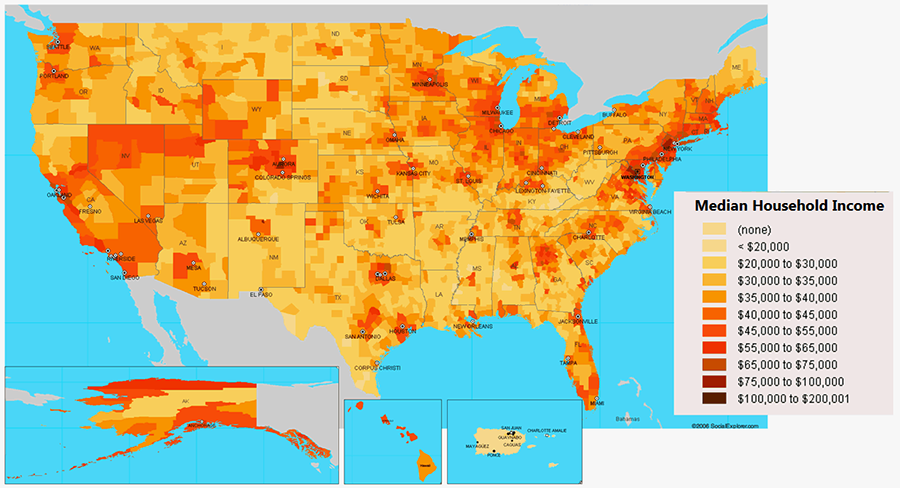 Bản đồ thu nhập bình quân tại Hoa Kỳ