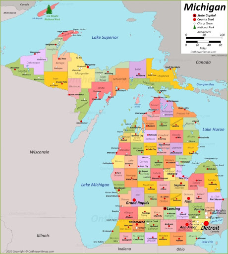 Bản đồ bang Michigan