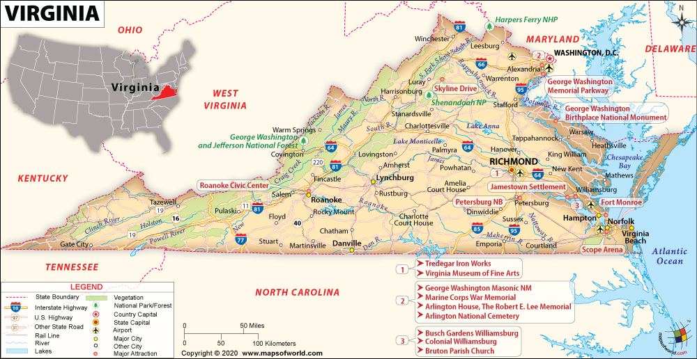 Bản đồ bang Virginia