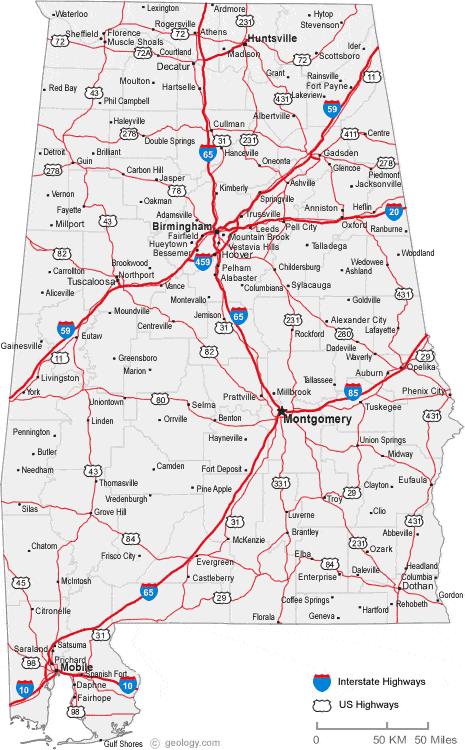 Bản đồ bang Alabama