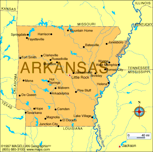 Bản đồ bang Arkansas