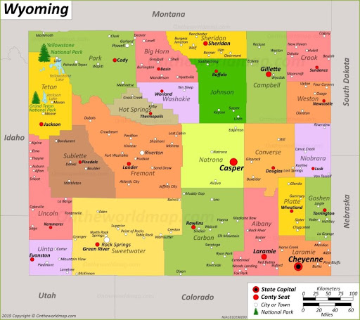 Bản đồ tiểu bang Wyoming