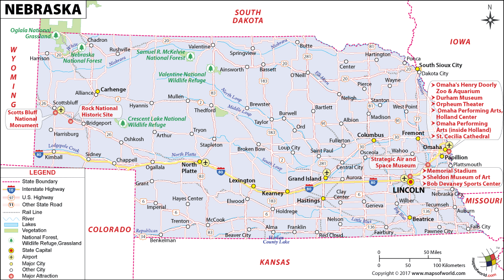 Bản đồ bang Nebraska