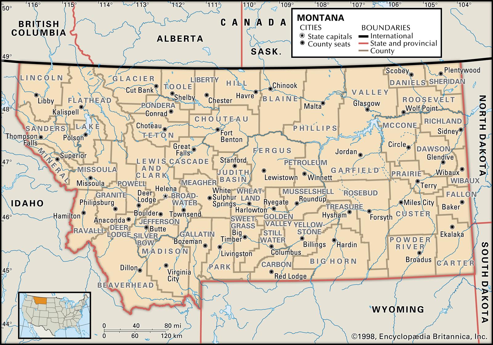 Bản đồ bang Montana