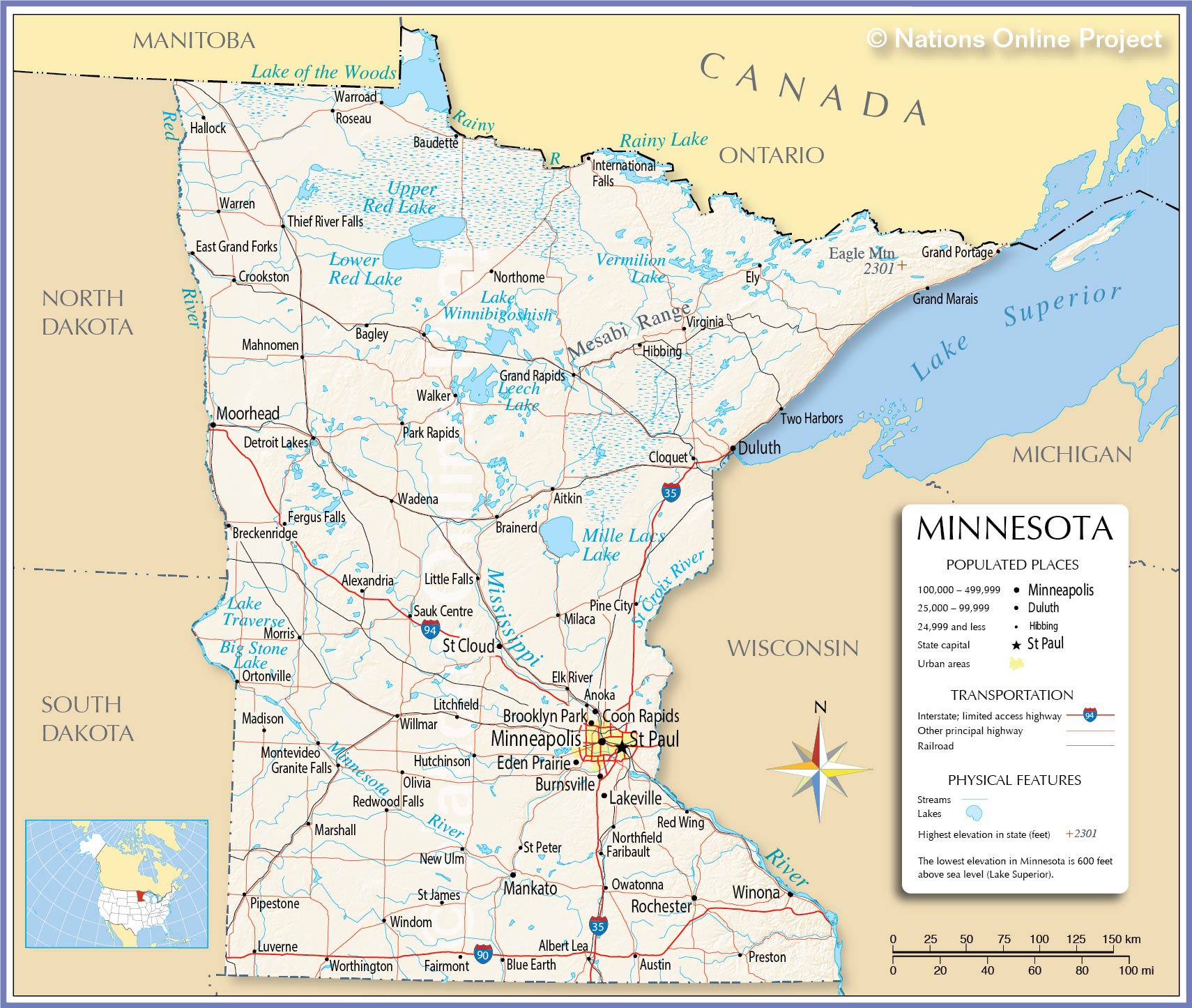 Bản đồ bang Minnesota