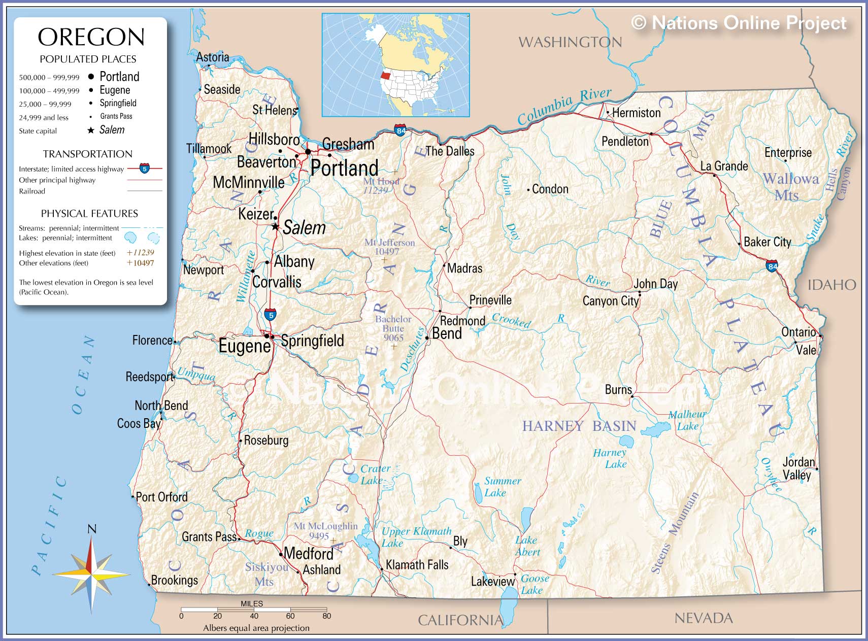 Bản đồ bang Oregon