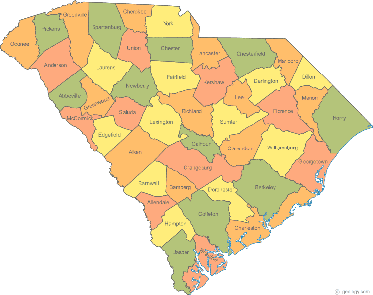 Bản đồ tiểu bang Nam Carolina