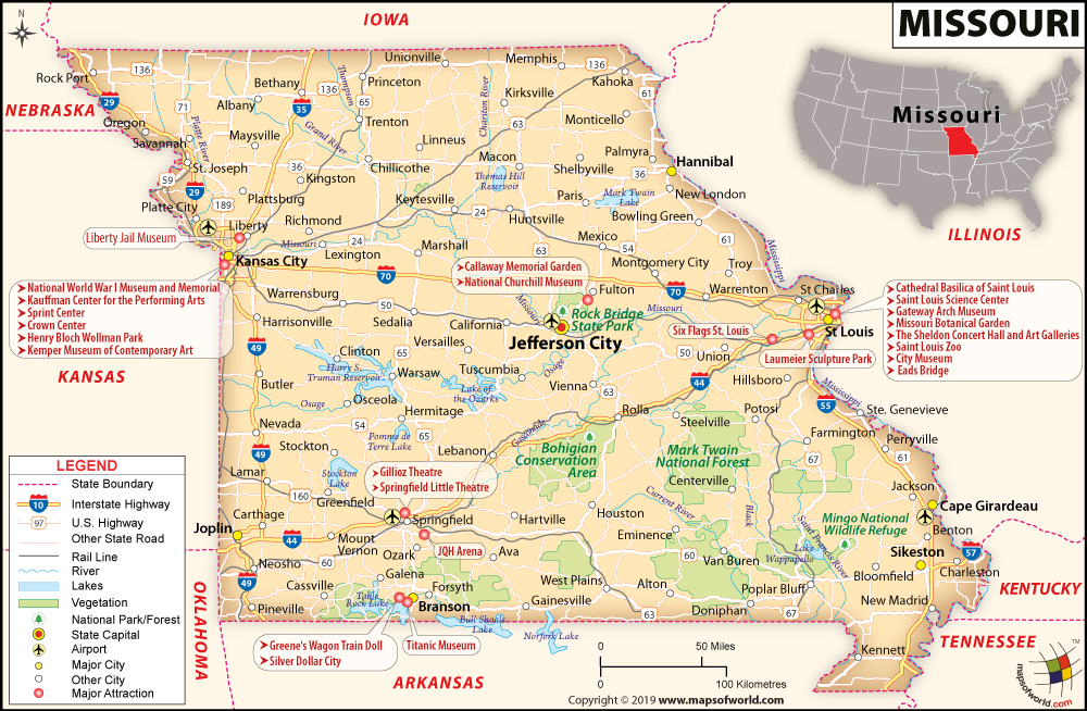 Bản đồ tiểu bang Missouri