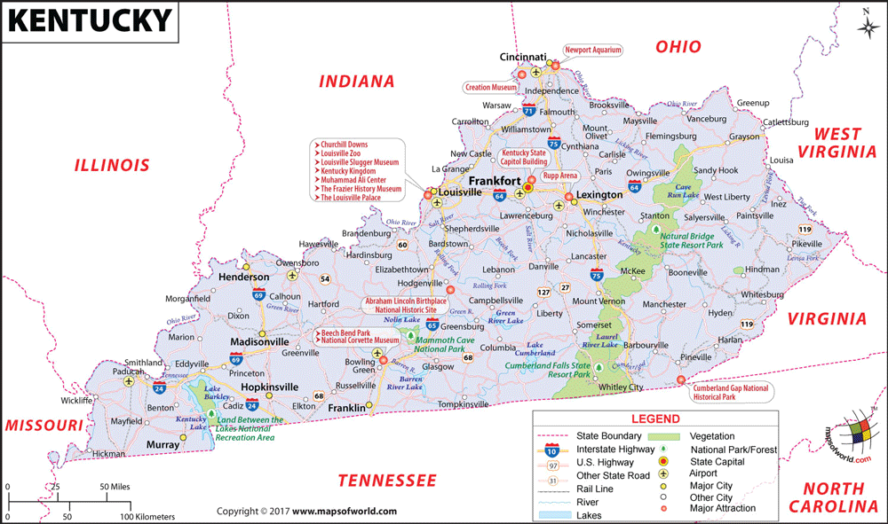 Bản đồ bang Kentucky