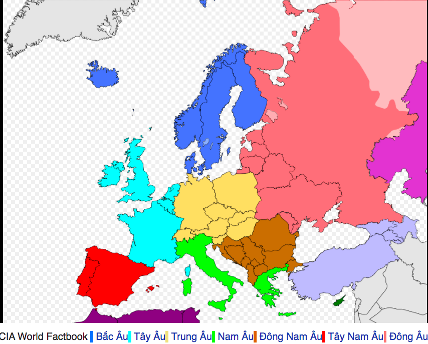 Các tiểu vùng của Châu Âu