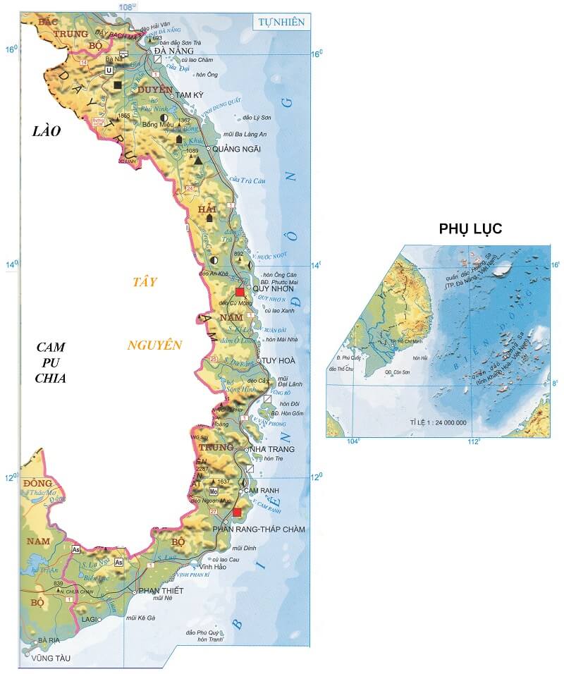 Bản đồ địa lý Duyên hải Nam Trung Bộ