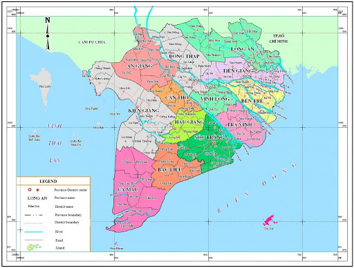 Bản đồ 13 tỉnh tại Đồng Bằng Sông Cửu Long