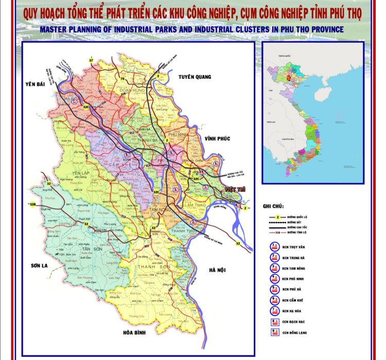 Bản đồ quy hoạch khu công nghiệp tại tỉnh Phú Thọ