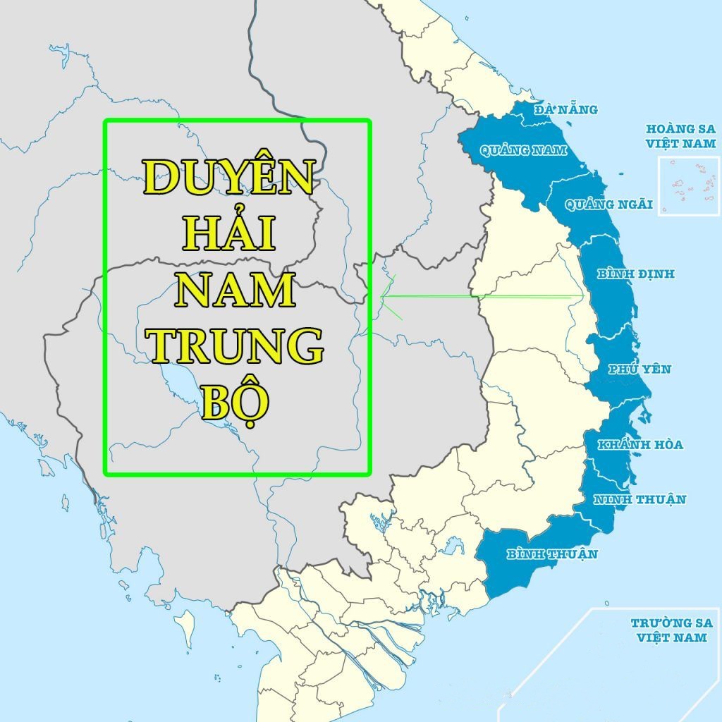 Bản đồ các tỉnh duyên hải Nam Trung Bộ