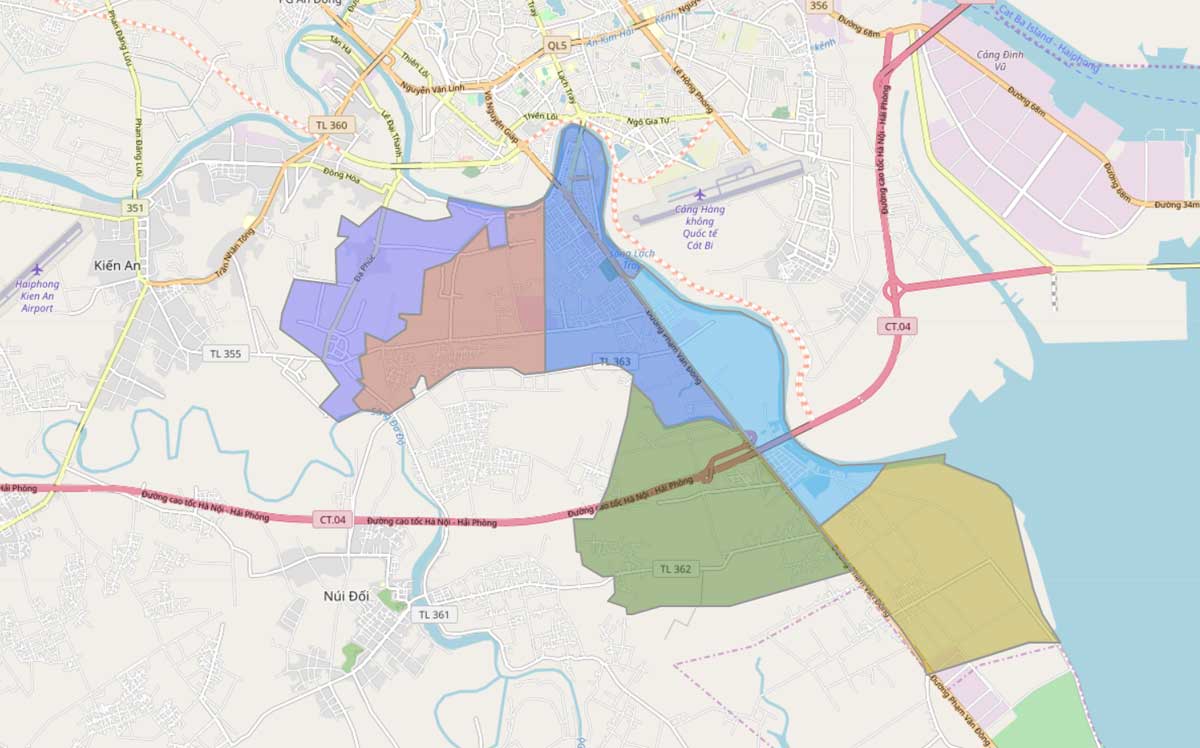 Bản đồ hành chính các phường tại Quận Dương Kinh mới nhất