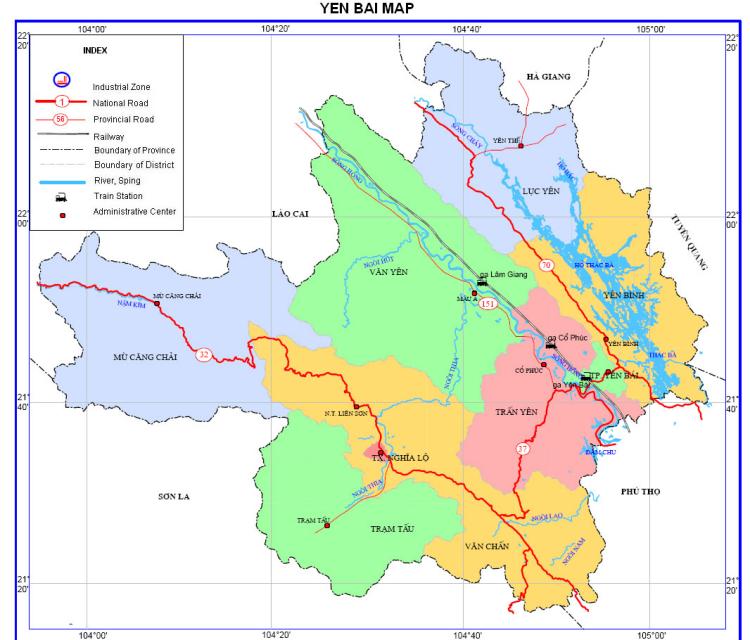 Bản đồ giao thông trên địa bàn tỉnh Yên Bái