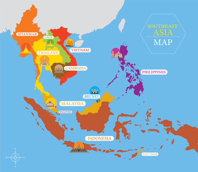Bản đồ 11 nước Đông Nam Á