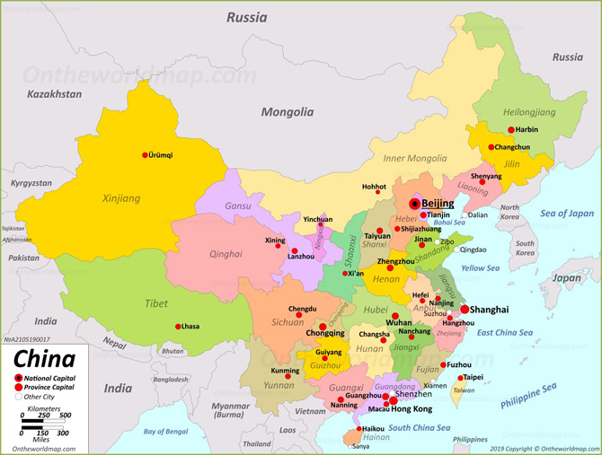 Bản đồ các tỉnh Trung Quốc khổ lớn