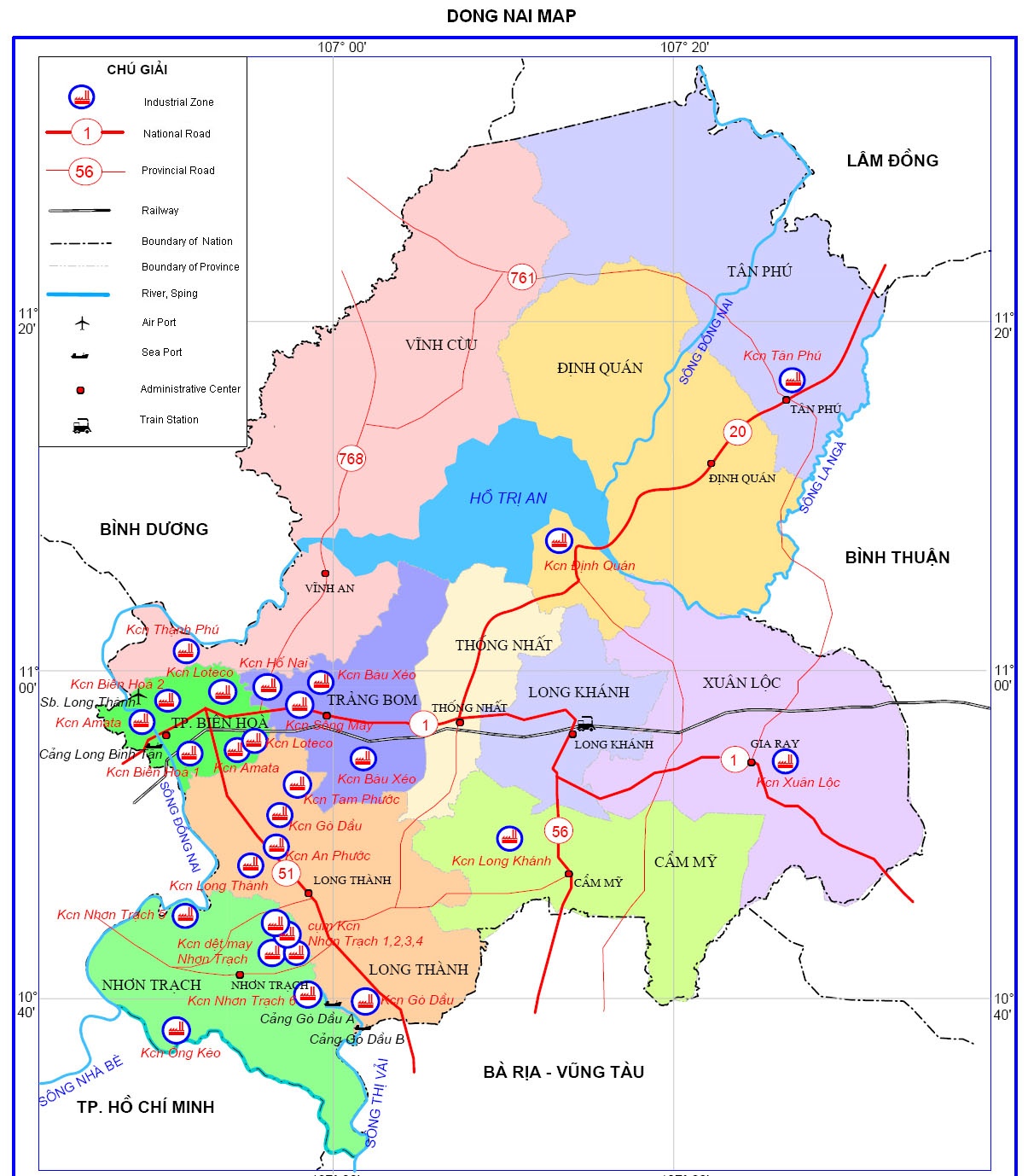 Bản đồ hành chính Thành phố Biên Hòa năm 2022