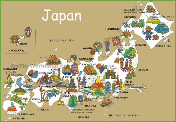 Bản đồ một số địa điểm du lịch tại Nhật Bản