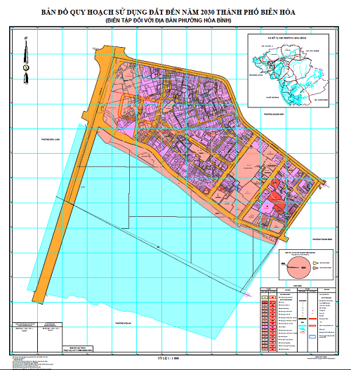Bản đồ quy hoạch sử dụng đất Phường Hoà Bình tại TP Biên Hoà đến năm 2030