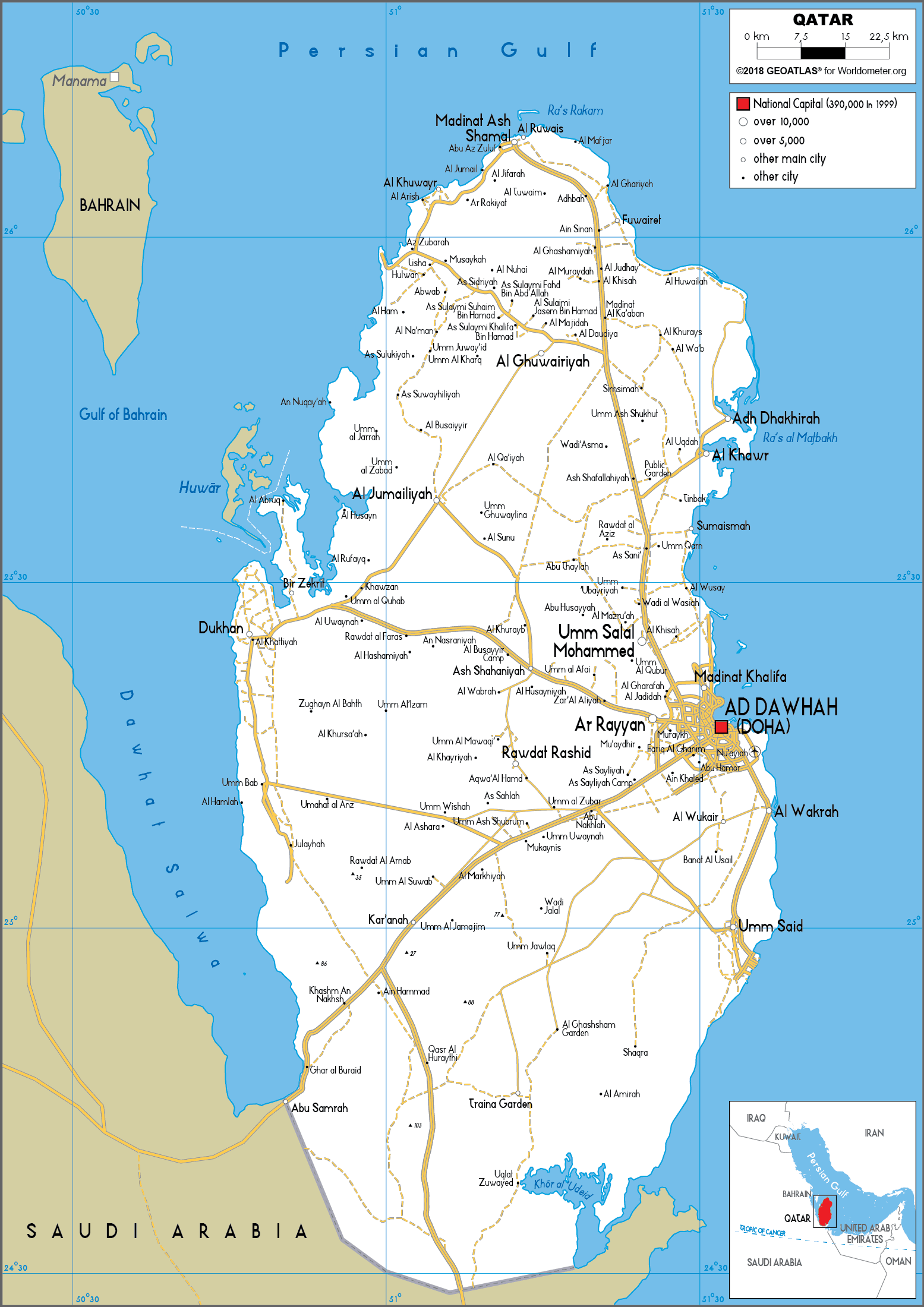 Bạn muốn tìm hiểu thêm về đất nước Qatar trong chuyến đi sắp tới? Hãy xem bản đồ Qatar để có cái nhìn toàn cảnh về đất nước này và lên kế hoạch cho hành trình của mình.