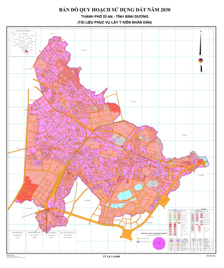 Bản đồ quy hoạch sử dụng đất thành phố Dĩ An đến năm 2030 khổ lớn