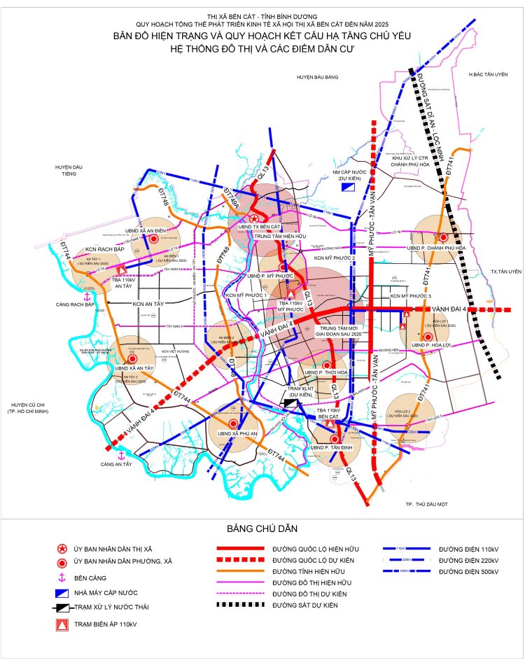 Bản đồ quy hoạch phát triển kinh tế xã hội đến năm 2025 của thị xã Bến Cát