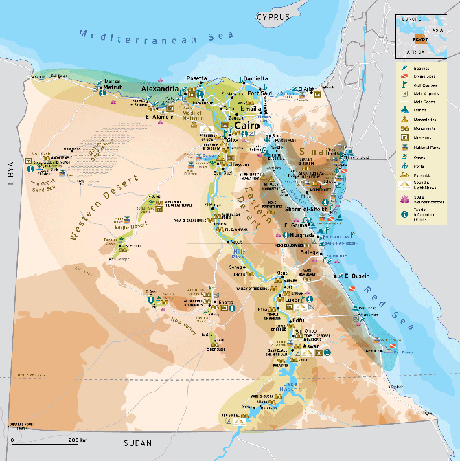 Bản đồ khoáng sản và du lịch Ai Cập