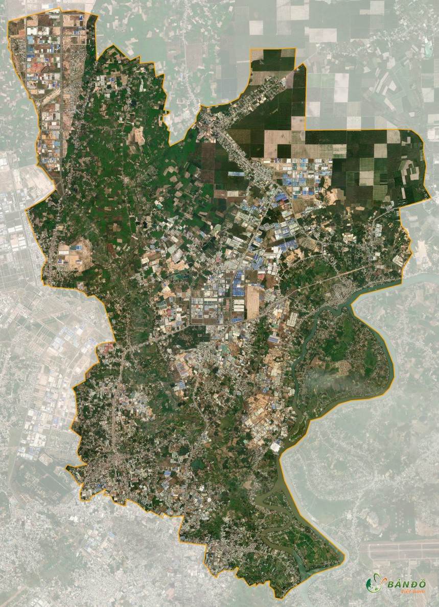 Bản đồ thị xã Tân Uyên ở vệ tinh