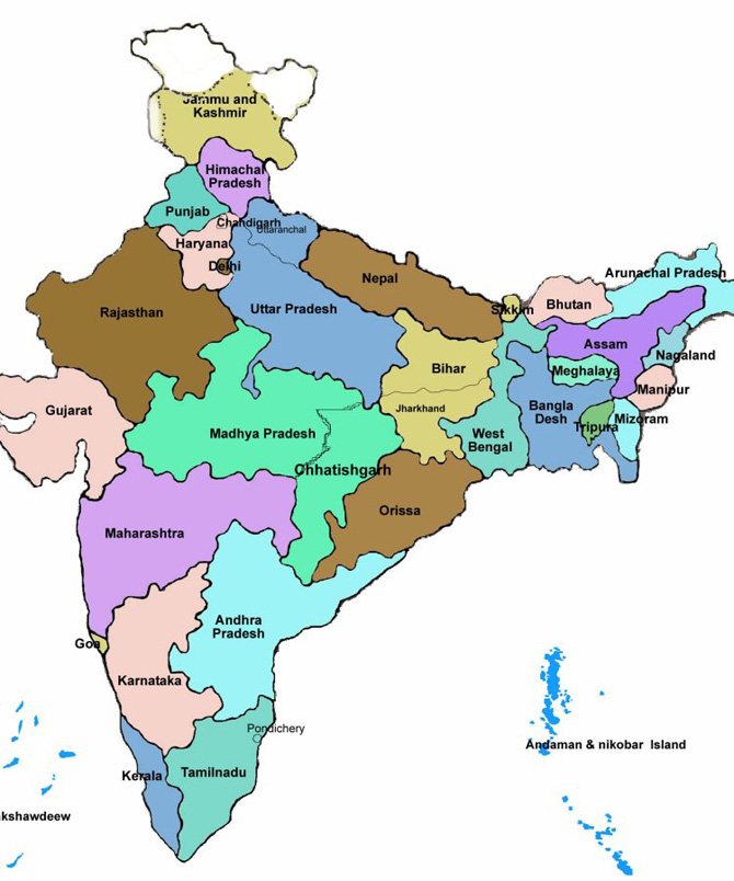 Bản đồ các bang Ấn Độ mới nhất năm 2022