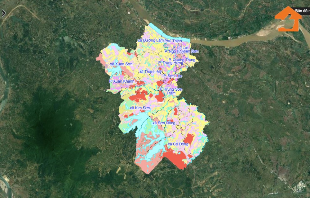 Bản đồ sử dụng đất tại thị xã Sơn Tây    