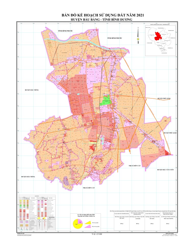 Bản đồ quy hoạch sử dụng đất của huyện Bàu Bàng năm 2021