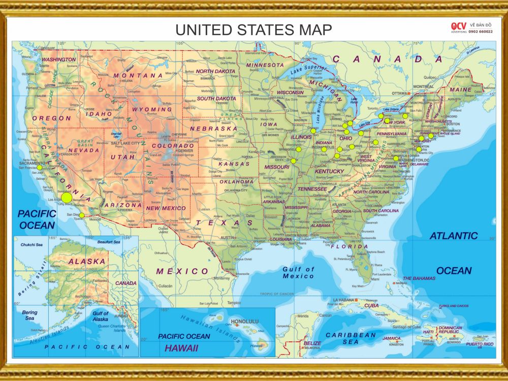 Bản đồ các bang ở Hoà Kỳ 