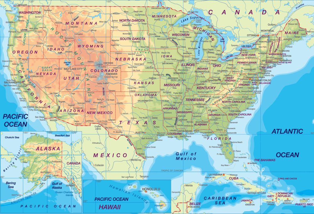 Bản đồ nước Mỹ và các tiểu bang