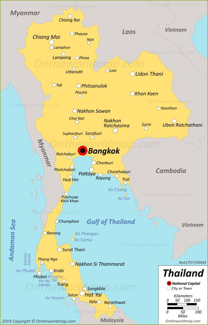 Bản đồ các tỉnh của Thái Lan năm 2022