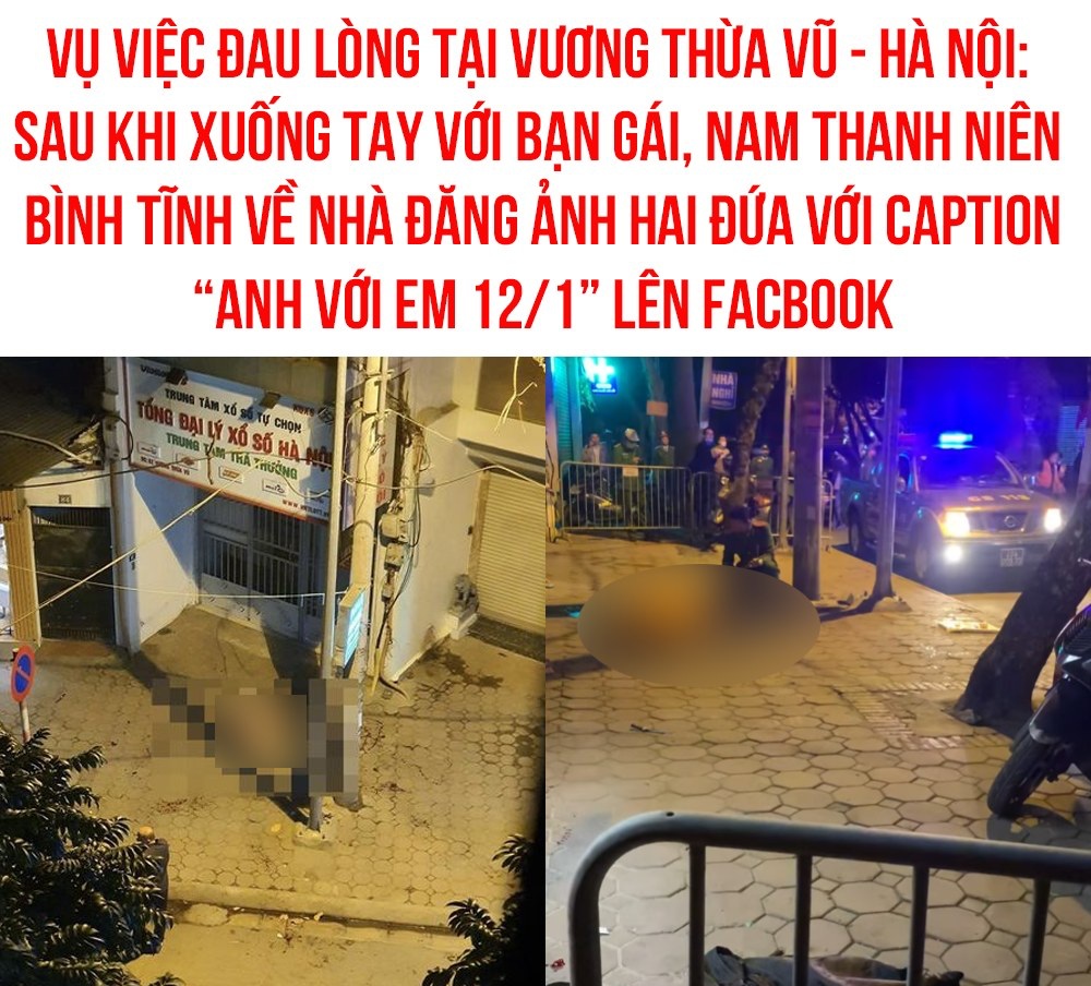 Đáng nói, sau khi xảy ra vụ việc thanh niên còn bình tĩnh về nhà đăng ảnh chụp chung với người yêu cùng caption: “12/1/2023 anh với em”.