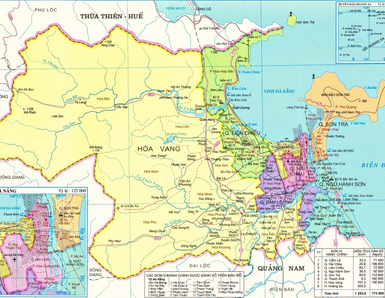 Bản đồ hành chính TP Đà Nẵng năm 2022