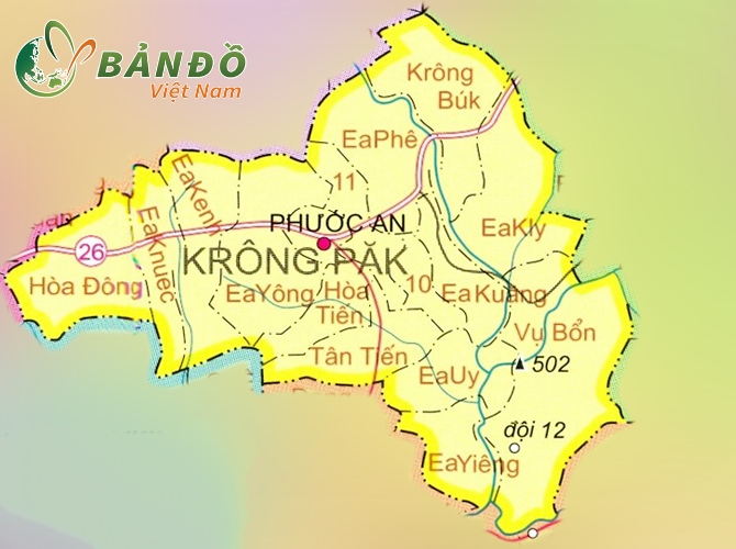 Bản đồ các xã tại huyện Krông Pắc 