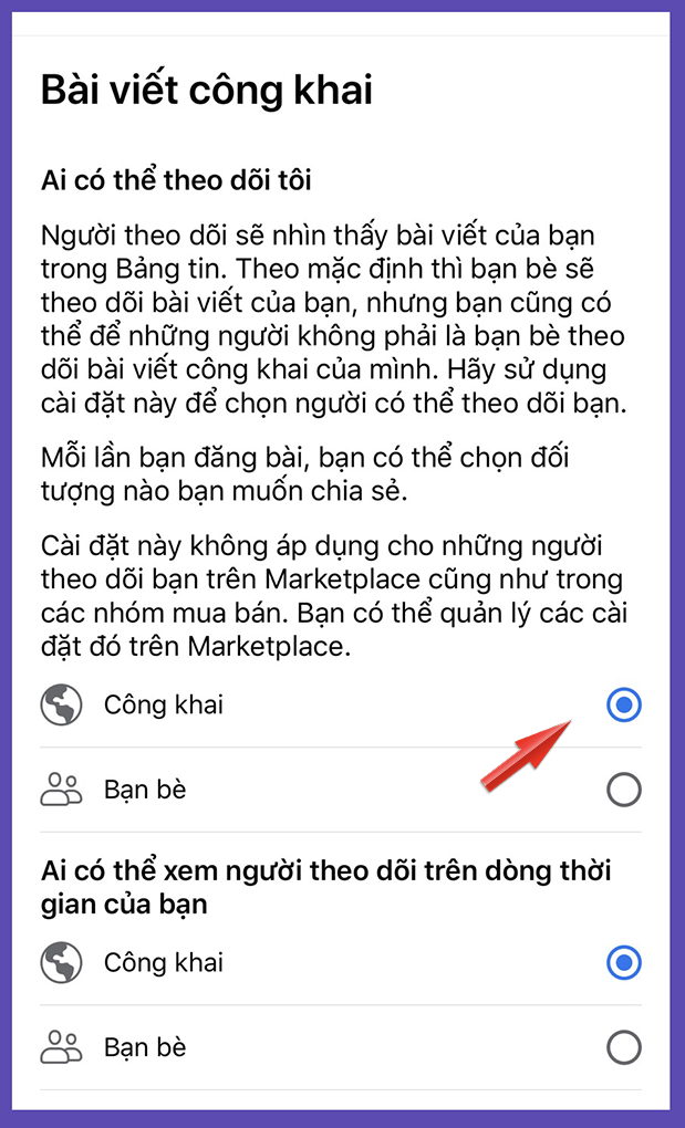 You select Công khai như hình minh họa