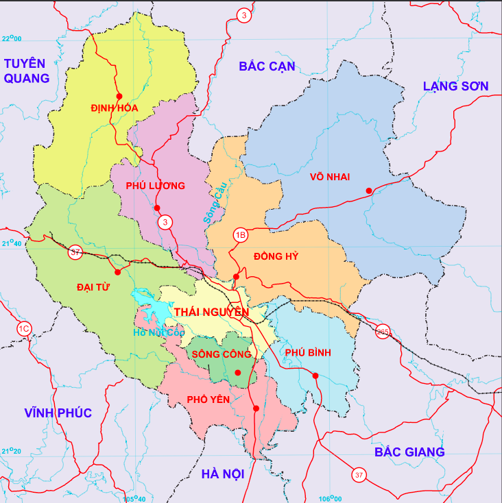 Bản đồ vị trí ranh giới tỉnh Thái Bình