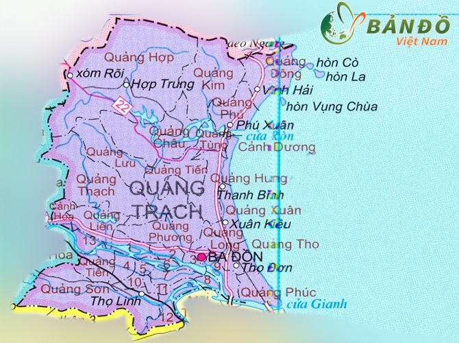 Bản đồ các xã tại huyện Quảng Trạch