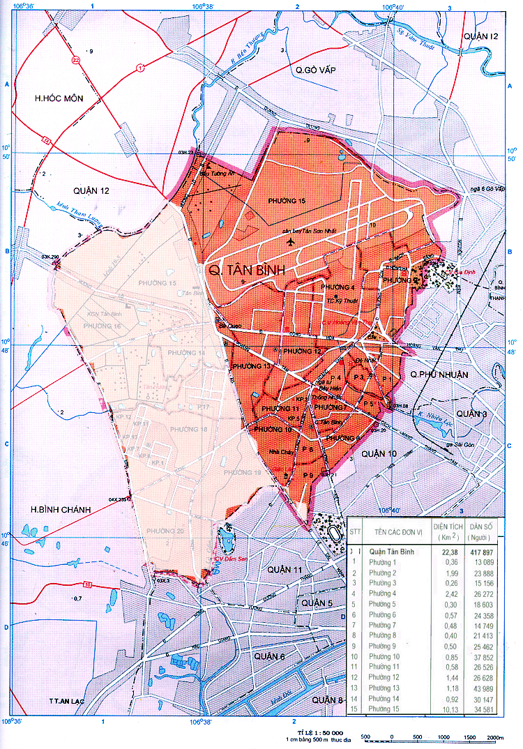 Bản đồ ranh giới các phường của Quận Tân Bình