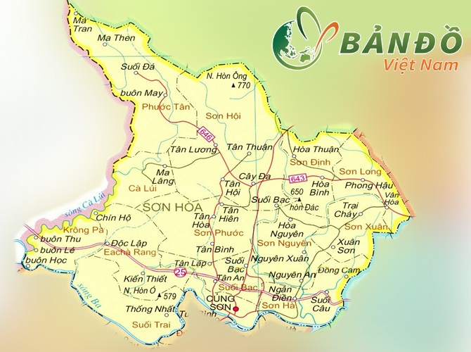 Bản đồ các xã tại huyện Sơn Hoà