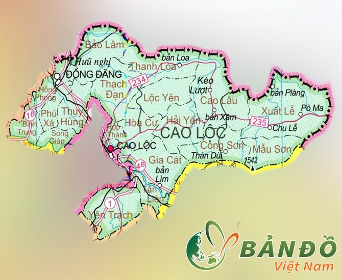 Bản đồ hành chính các xã huyện Cao Lộc